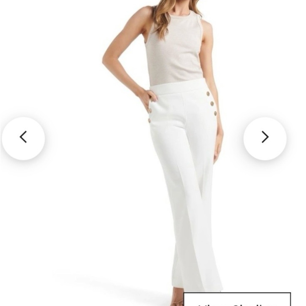 Megan Button Wide Leg Pant in White